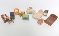 DOL-TOI GRAMOPHONE & LARGE LOT OF OLD DOLLS HOUSE FURNITURE