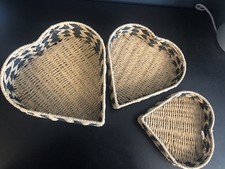 Set Of 3  Heart Shaped Wicker