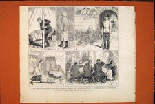 Original Old Antique Print Military Sketches Tents Camp Canvas 1879 Victorian