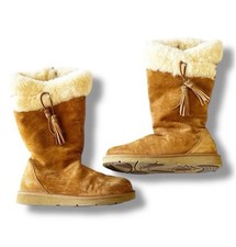 UGG Chestnut Plumdale Tassel Sheepskin Tall Boot Side Zip Women 10 ~ SN 1894