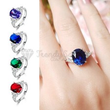 Ladies Classic Oval Shaped Cubic Zircon Stone Adjustable Wedding Engagement Ring