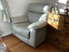 Power Grey Leather Reclining Armchair