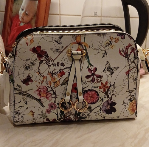 Floral faux leather - faux, crossbody