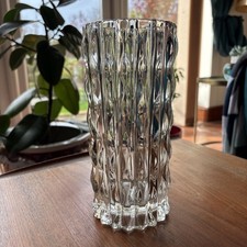 Vintage Mid Century Fidenza Clear Italian Art Glass Vase 1960s 1970s