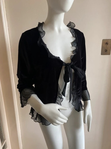 Next goth black velvet frill - goth,