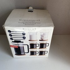 Vintage Bodum French Press 12 Piece Bistro Set Complete Glasses, Sugar, Creamer