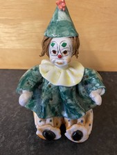 Studio pottery ceramic Clown Spaghetti Style Hair Figurine Ornament  