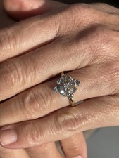 9ct Gold On Silver Tourmaline & Diamond Ring 2.4 Grams