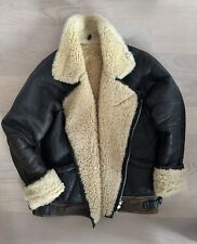 Vintage Shearling Leather Sheepskin Flight / Bomber Jacket