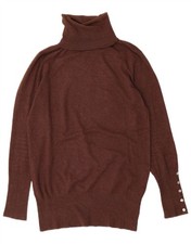 ZARA Womens Roll Neck Jumper Sweater UK 14 Large Brown Rayon BD04