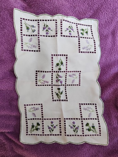 Vintage embroidered tray cloth - embroidered,