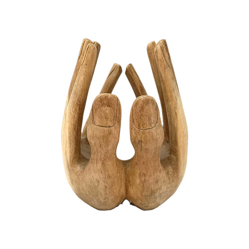 Wooden hand carved bowl - hand, double