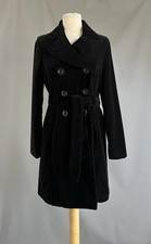 Monsoon Black Velvet Trench Coat Size UK 10
