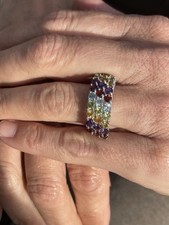 Silver Multi Gem Cluster Ring 4.4 Grams 925