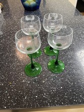 Vintage Luminarc Tall Rhine Green Stem Wine Glasses – Set of 4