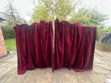 Vintage Cotton Velvet Curtains, Red 76”w Gathered 134” W 80”L Burgundy Wine Pair