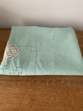 Vintage French Linen Tablecloth White Lace Cutwork Desing Cottagecore