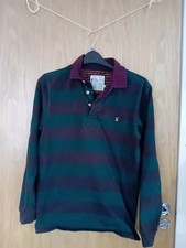 Mens Small Long Sleeve Joules Rugby Shirt In Green And Maroon Great Condition