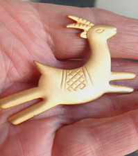 Vintage Signed JJ Brooch Gazelle Animal 1986 Gold Tone Collectable Jewellery