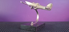 Art Deco Style Cast Stainless Steel Spitfire Aircraft Airplane Marble Base