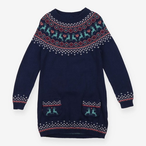 Navy knit reindeer dress - navy,