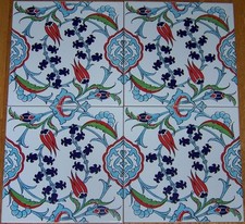 4 8"x8" Turkish Iznik Red