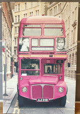 London St Paul's Pink Bus Portrait Canvas Wall Art Picture Home Decor 30cmx20cm