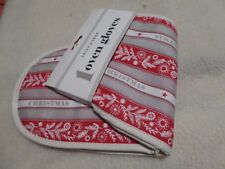 Double Oven Glove in Christmas Stripe by Crisp & Dene ( AGA ) gauntlet 