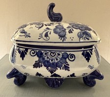 Vtg Delft Blaue Footed Covered