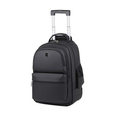 Black Backpack Rolling Trolley Nylon Bag Work Laptop Travel Bag Carry-On Luggage