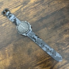Grey camouflage Rubber Watch Strap Band Omega Seamaster Moon Swatch  20mm