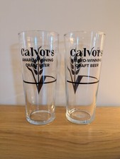 2x Calvors Award Winning Craft Beer Tall Pint Glasses