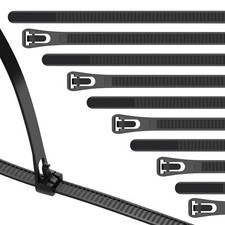 20 inch Resuable Black Long Zip Ties Heavy Duty 100 Pack Releasable Nylon Cab...