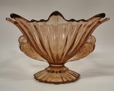 Art Deco Rare Vintage Pink Glass Bird Pigeon Dove Centrepiece Bowl By STS Abel 