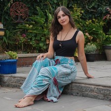 Palazzo Pants Vintage Kantha Handmade One Size 8 - 22 Boho Hippie Festival UK🍃