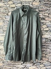 Eton Shirt Men's Size 16 (41) Long Sleeve Green/Grey Contrast 100% Cotton