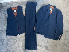 MARC DARCY Max Royal Blue Men's Three Piece Suit 40 Inch Chest | 34R Inch Waist