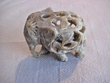 soapstone Elephant with baby ornament