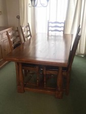 Solid oak table top, no base/legs. 6 chairs available priced separately. 