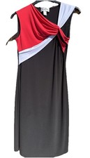 Joseph Ribkoff Elegant Black/Red/White Pull On Dress UK10 - No Care Label