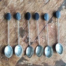 Silver coffee bean spoons - coffee,