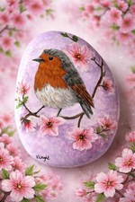 HAND PAINTED ROBIN RESIN