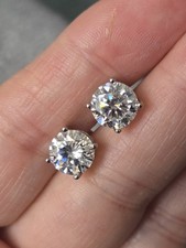 4ct (2×2ct) D VVS1 Moissanite Solitaire Stud Earrings Women S925 Silver