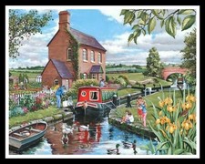 10" x 8" BARGE HOUSEBOAT RIVER