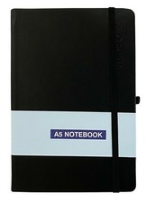 A5 Notebook Lined Hardback Journal Notepad Note Book Notes Diary Pad (BLACK)