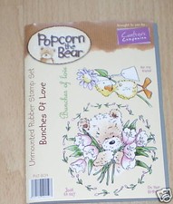 Crafters Companion POPCORN the BEAR Floral Collection BUNCHES OF LOVE Stamp Set