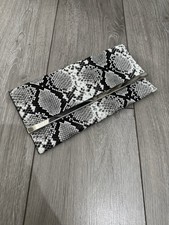 Grey Snake Print Clutch Bag New