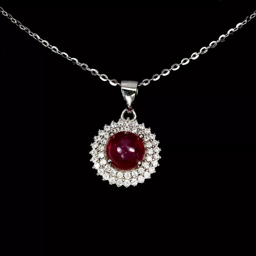 Silver pendant ruby natural - silver,