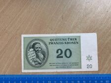 World War II Terezin/Theresianstadt Ghetto 1943 Banknote 20 Kronen