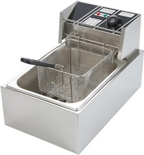 6L Deep Fat Fryer Electric Deep Fryer w/ Non-Slip Easy Clean Adjustable Temp